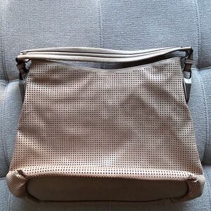 Neutral Perforated Shoulder Bag - Taupe